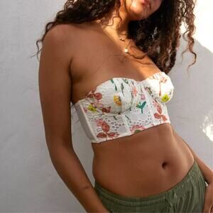 NWT Aerie Show Off Eyelet Unlined Bra 32B Removable Straps Floral